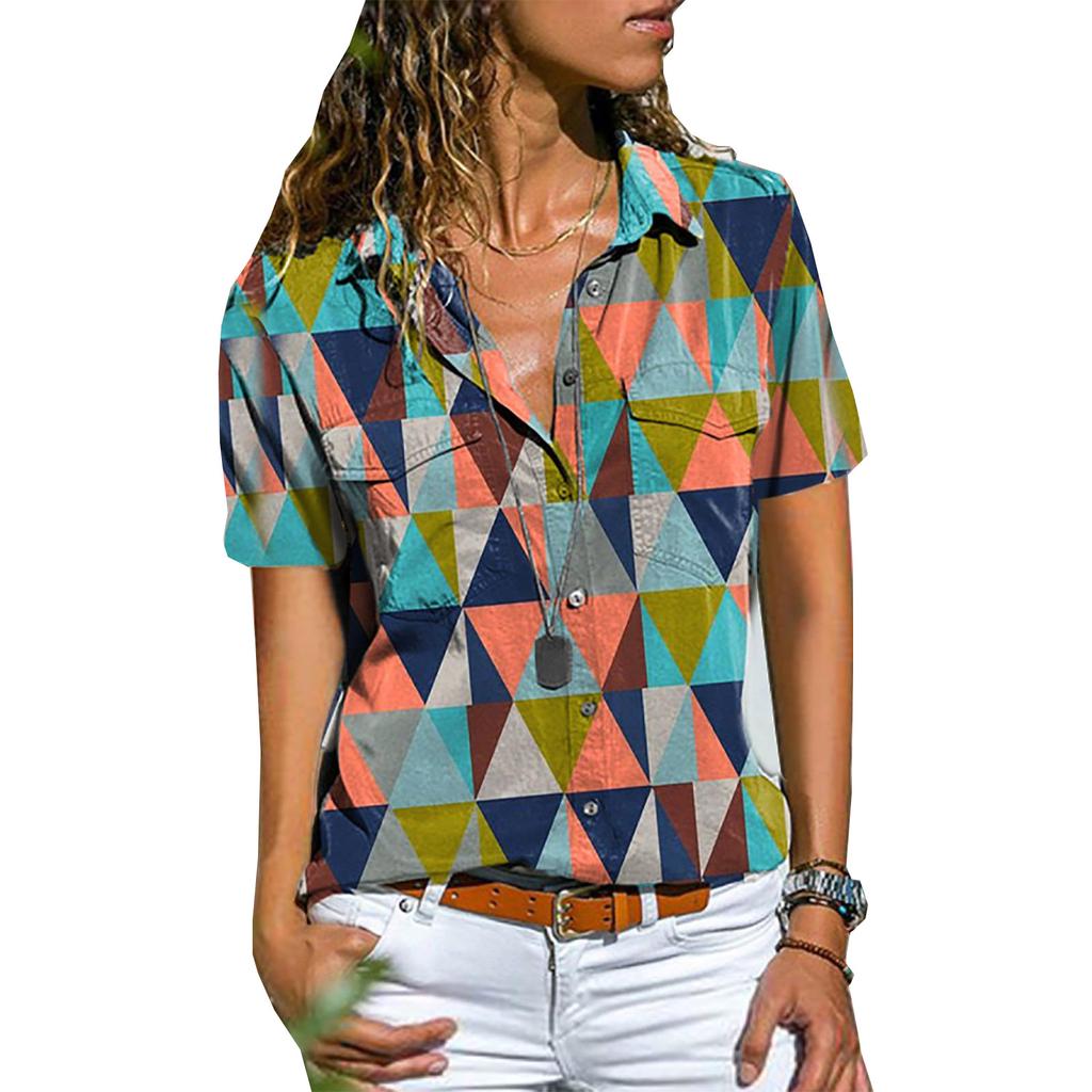 Женская блузка, летняя однобортная свободная повседневная рубашка с ...