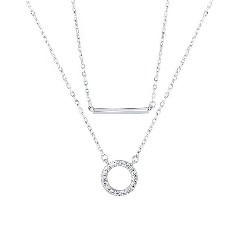 Women Fashion Light Luxury Double Layered Hollow Circle Geometric Pendant Clavicle Necklace