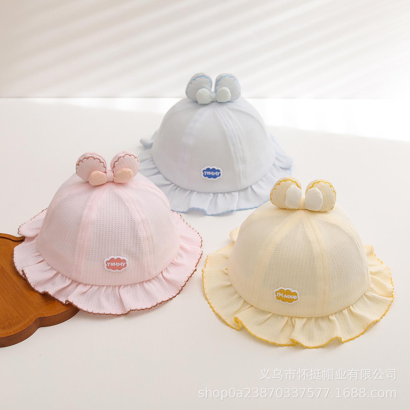 

Baby Girls Bow Sun Protection Fisherman Hat - Windproof Bucket Hat for Spring and Autumn 3-12 months 40-46cm синій