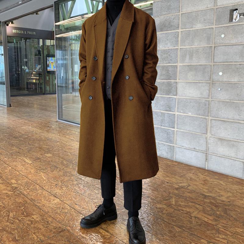 Men's Woolen Mid-Length Trench Coat with Cotton Padding – 2025 Autumn/Winter Style