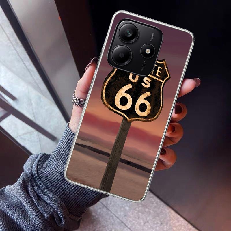 America Route 66 Phone Case For Xiaomi Redmi Note 15 14 14S 13 12S 12 Pro Plus 11S 11 10S 10 4G Cover 11E 11T 5G Print Fundas Re