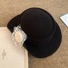 Hepburn Style Camellia Fisherman Top Hat Female Spring And Summer Elegant Japanese Linen Beret Showing Face Small French Pot Hat Thin