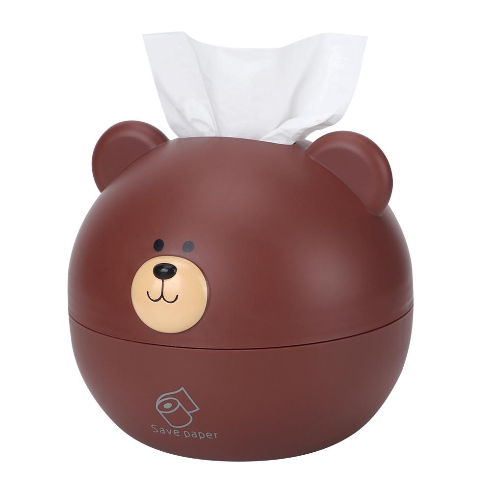 Household Cartoon Bear Multi Functional Tissue Storage Box Paper Towel Dispenser Case(Brown )