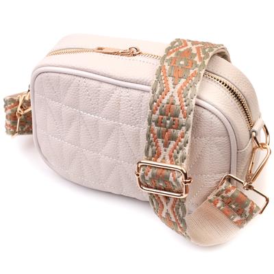 Stylish Quilted Women's Bag Made of Genuine Leather Vintage 22611 White