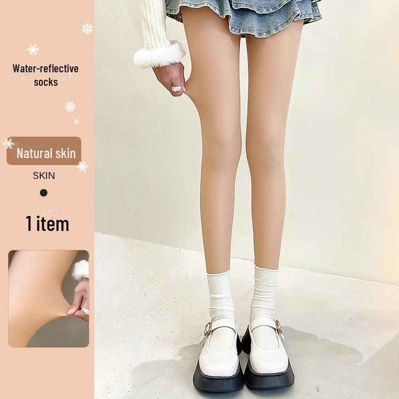 

Женские зимние плотные колготки телесного цвета: Леггинсы Water Light Socks с бархатом Plus Velvet для естественного тона кожи Deluxe High Waist 120g No Fleece