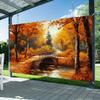 2D Flat Printing Autumn Forest Backdrop, Fall Bridge Photography Background