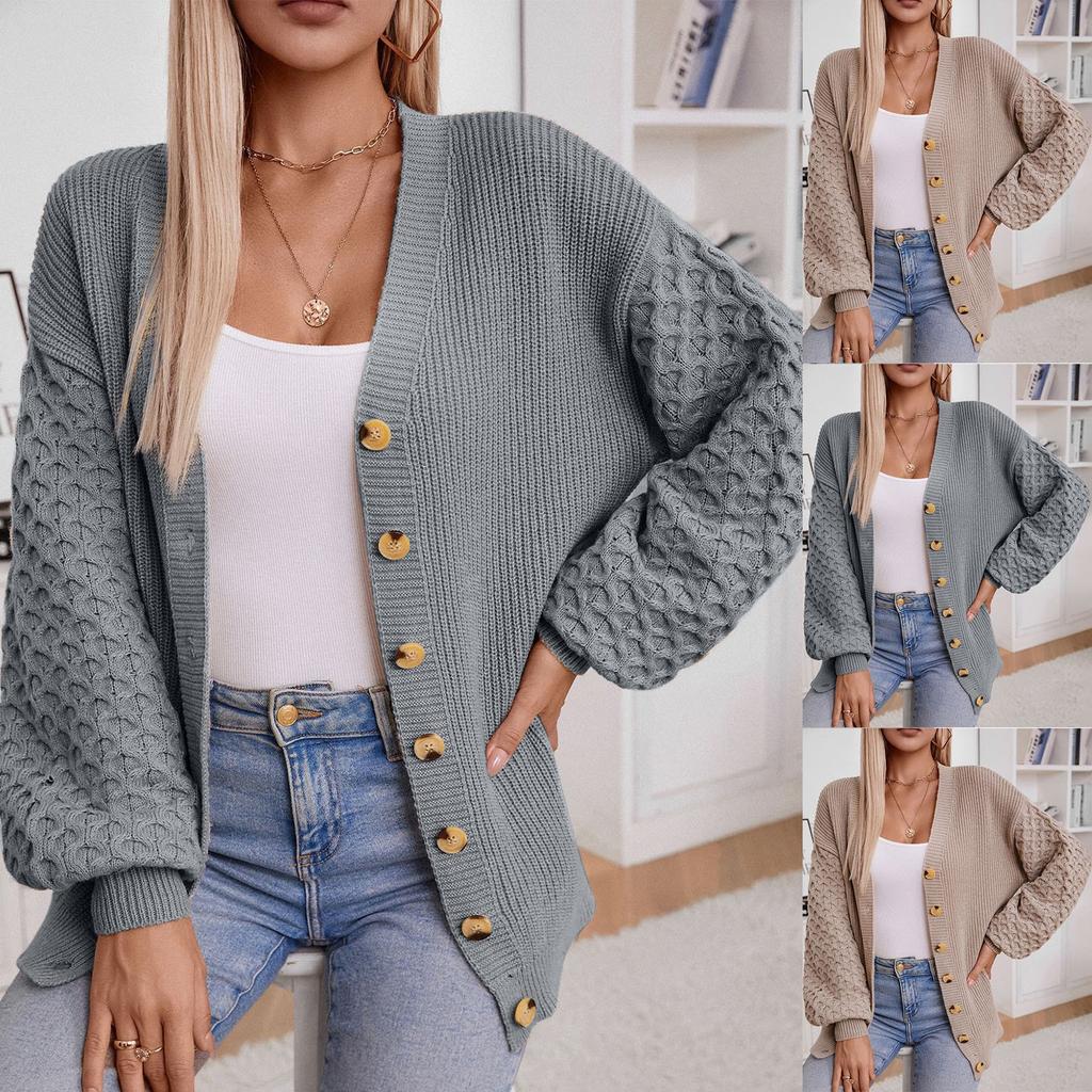 Nový podzimní a zimní dámský pletený kardigan, podzimní a zimní retro volný svetr s dlouhým rukávem