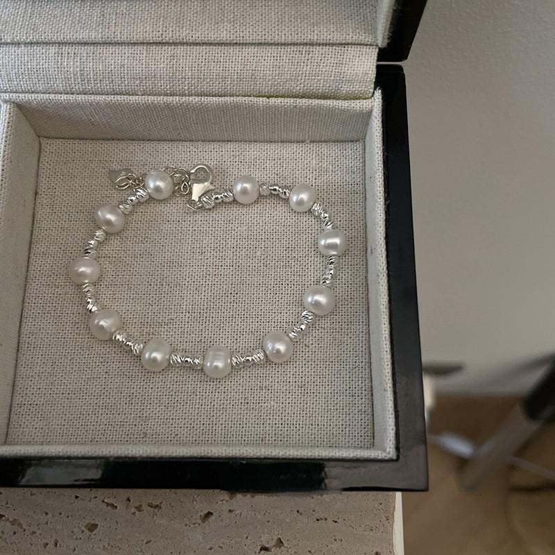 

Розкішний браслет з срібних намистин у корейському стилі з перламутровою крихтою: Вишуканий подарунок для жінок
