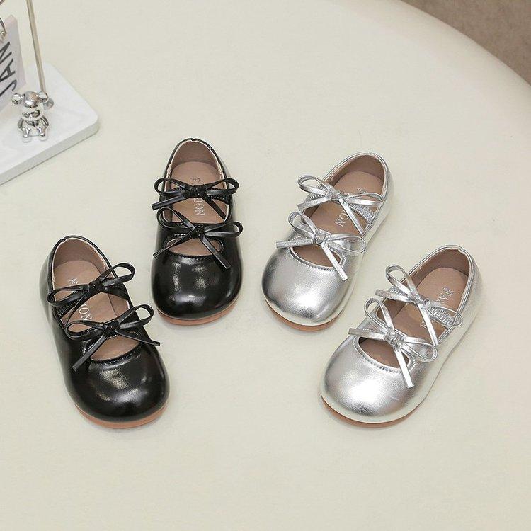 Girls' leather shoes 2025 spring and autumn new bow princess shoes little girl dance performance single shoes soft-soled Doudou shoes