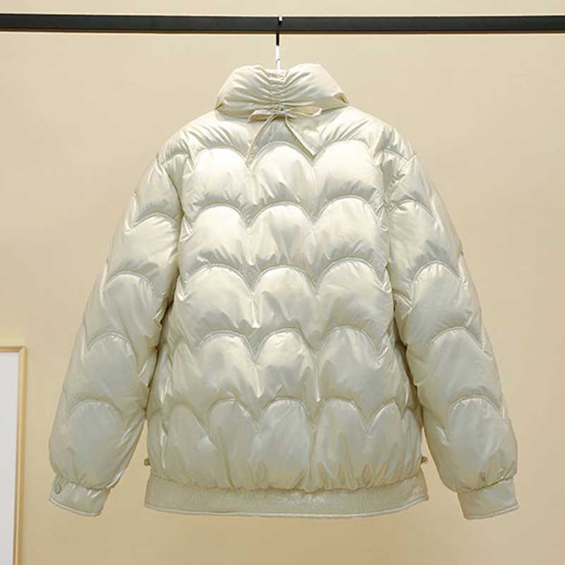 Shiny Down Cotton Jacket Female Short Winter Korean Version of Loose Cotton Coat Solid Color Small Outwear Wash Free
