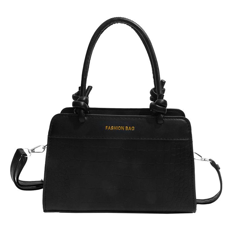 

Casual handbag women s small square bag new fashionable texture messenger bag splicing niche bag чёрный