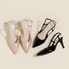 Women Sandals Baotou High Heeled Sandals Women's High Heels Spring Summer Thin Heel Professional Pointed Back Empty Single Shoes