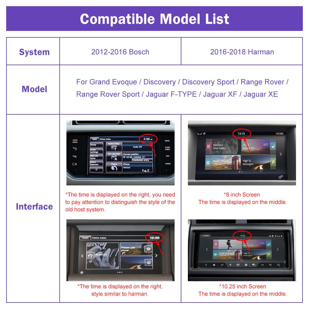 Wireless Carplay For Land Rover/Jaguar/Range Rover/Evoque/Discovery 2012-2018 Android Auto Multimedia USB Navigation Car Player