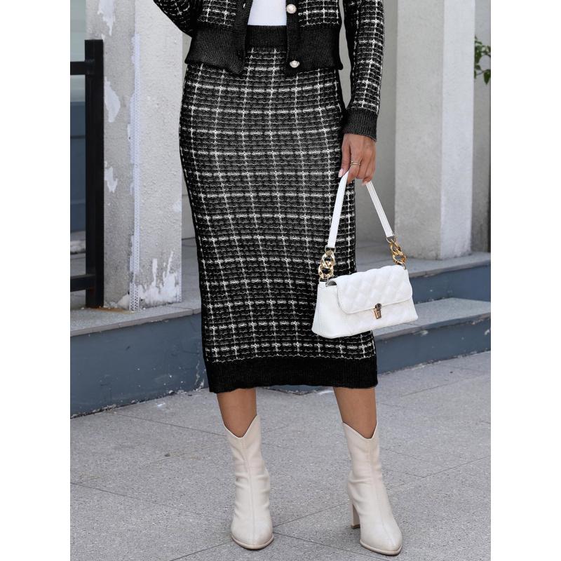 

Women s Midi Skirt Elegant Lady Style Mid-Length Bodycon Sweater Skirt XL чёрный