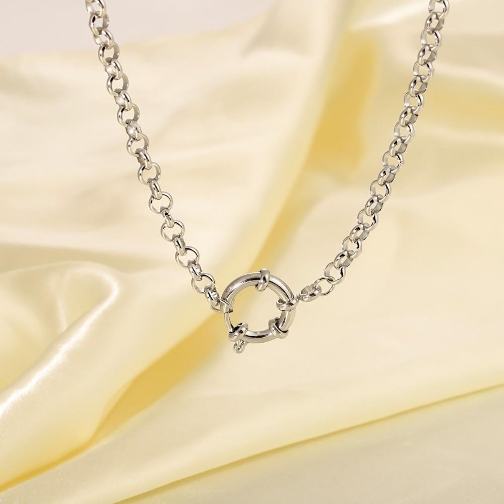 Decoration Minimalist Choker Necklace Simple Collarbone Chain Circular Pendant Necklace Gift