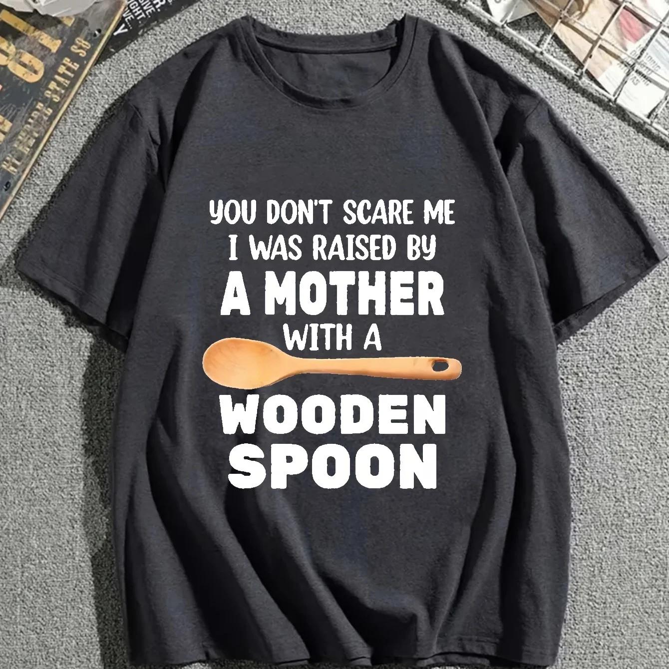 

Mens Casual Graphic Tees for Summer Wooden Spoon Print Crew Neck Woman Tshirts Chic Outfit Clothes S