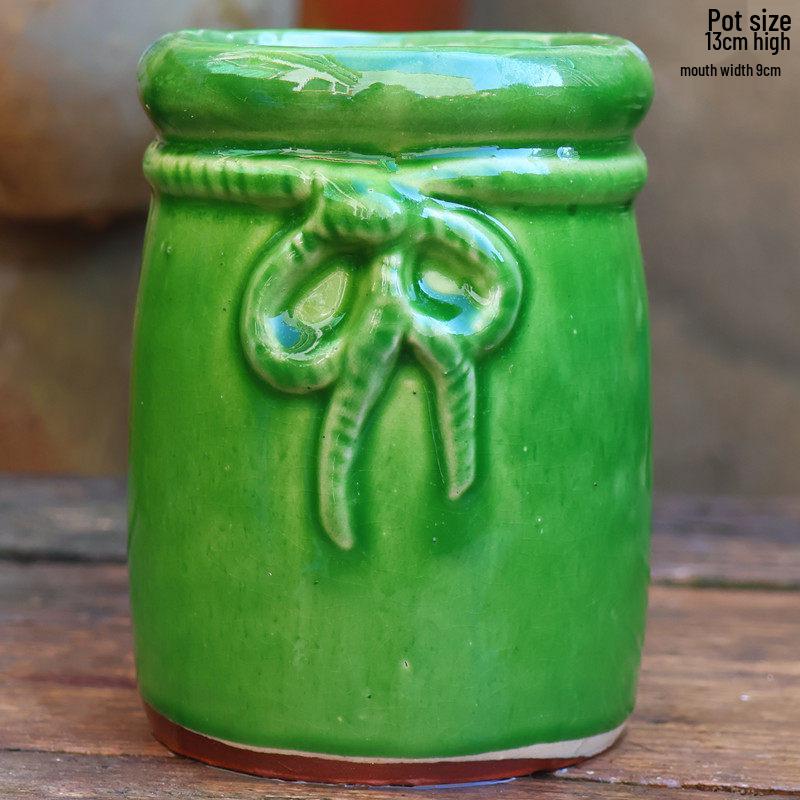 Handmade Retro Zisha Ceramic Pot for Succulents, Orchid, and Asparagus - Breathable Small Flower Pot