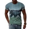 Moda verão imagem criativa camiseta masculina gola redonda manga curta tops panda animal urso polar mundo precioso leopardo rei