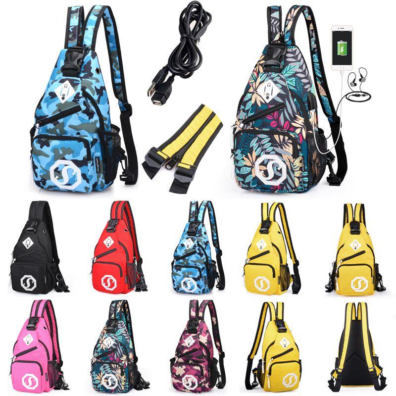 Módní Odolná Oxford Látka USB Nabíjení Lehká Kabelka Crossbody Batoh