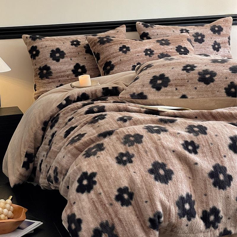 High-Grade Gorgeous A Version 350G Dolly Cashmere B Version 230G Thermal Oxygen Fleece Four-Piece Set Thickened Milk Fleece Sheets