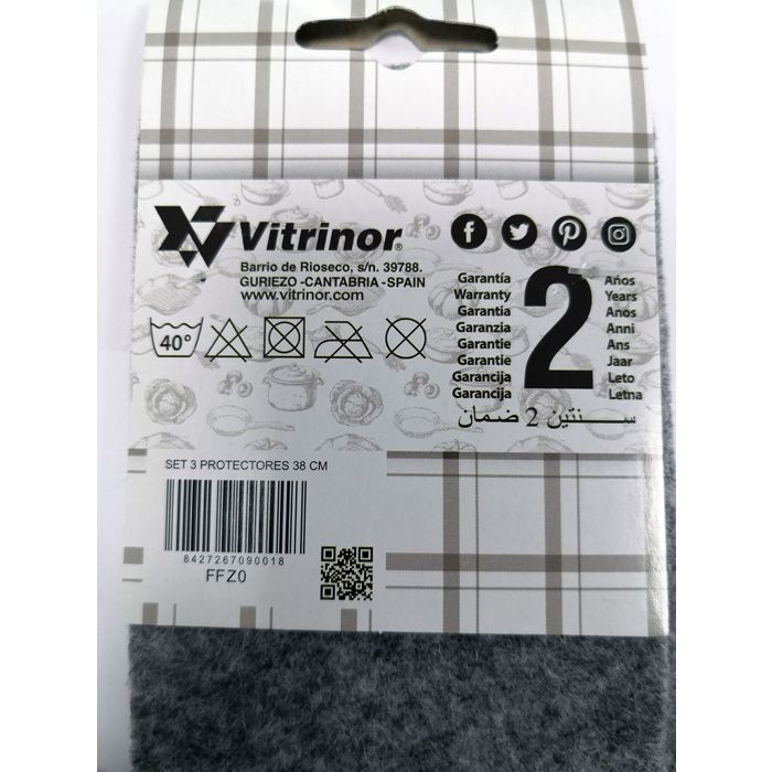 Protections de ménage - VITRINOR - Lot de 3 - Tissu antidérapant - Gris