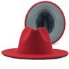 European and American Woolen Top Hat New Outer Big Red Inner Light Gray Hat Ethnic Style Jazz Hat Cashmere Felt Hat