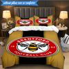 3PCS Brentford Football Club Crest Printed Soft Bedding Set,Including 1pc Duvet Cover And 2pcs Pillowcases Perfect for Bedroom, Dormitory, Fan Gift