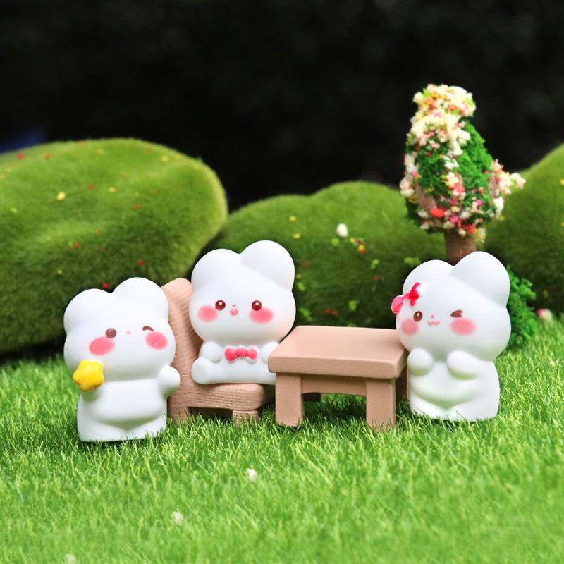 Adorable White Rabbit Figurine Blind Box - Cute Gift & Micro Landscape Decor