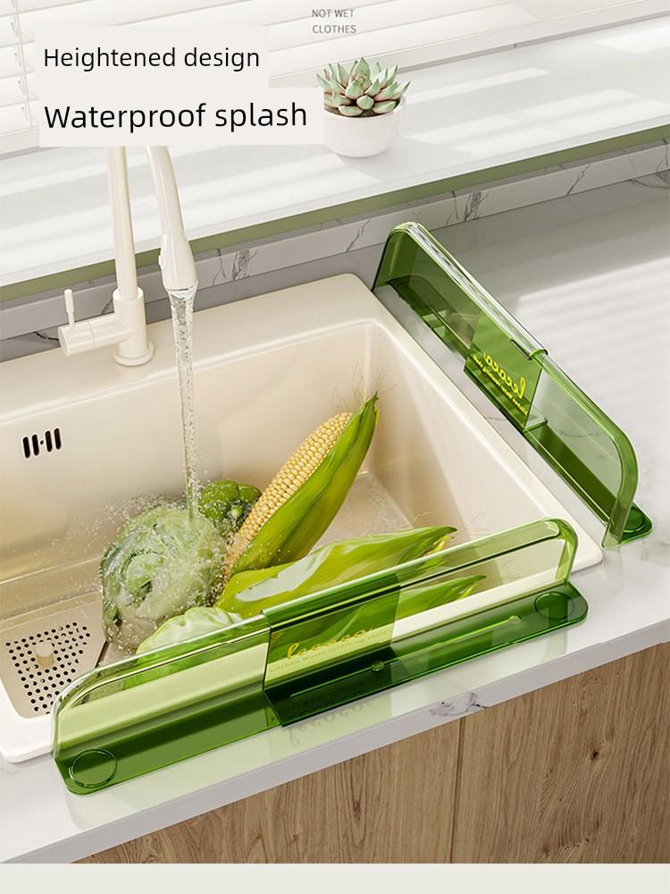 New Kitchen Sink Splash Guard Countertop Anti-Splash Water Barrier Sink Storage Drain Basket Rack Basket