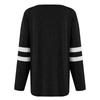 Damen Casual V-Ausschnitt Pullover Langarm Gestreift Colorblock Oversized Shirts