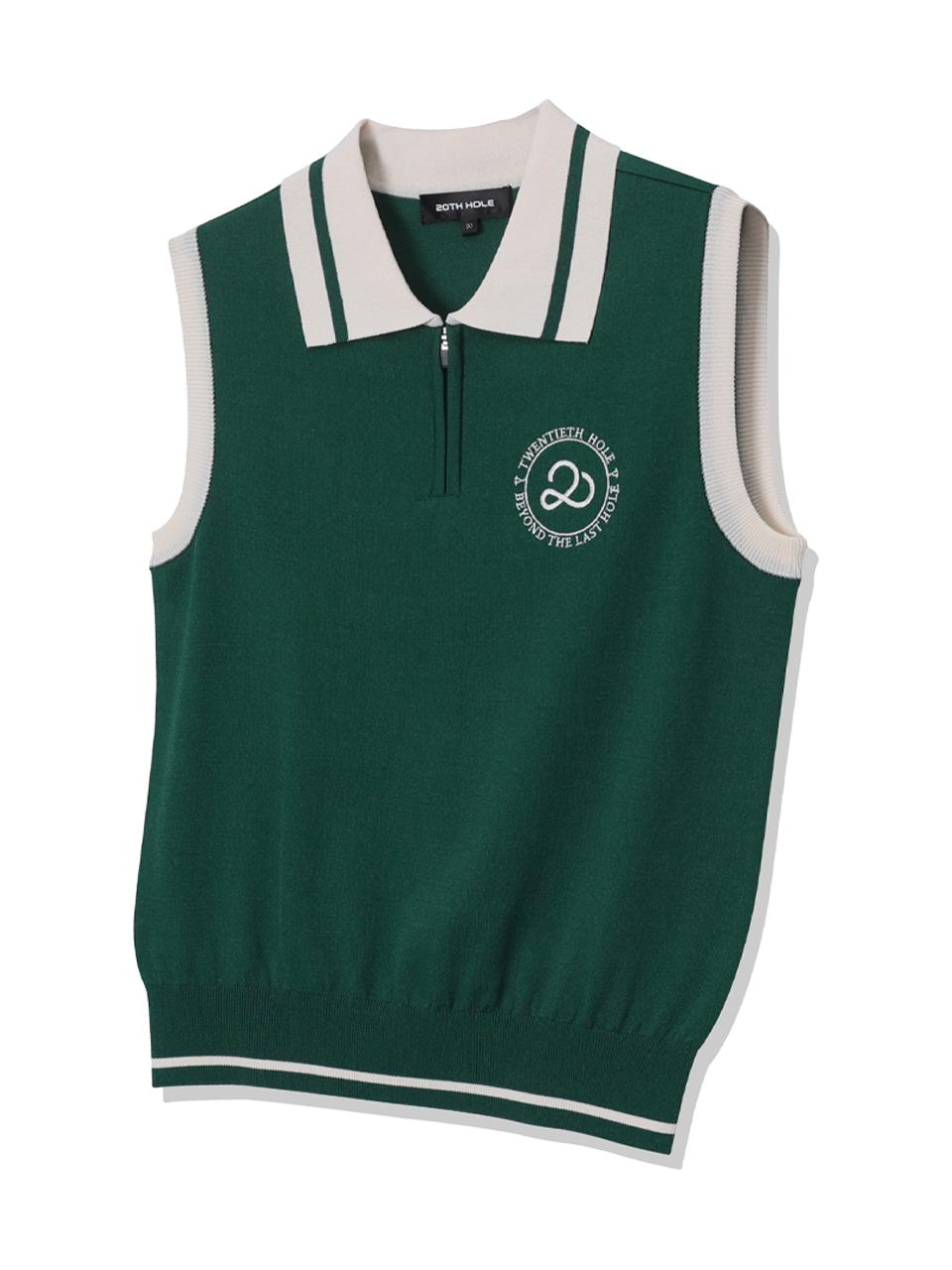 Twenis Hall Line Point Half-Zip Sleeveless Women S [Green] Green/90