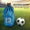Basketball Football Soccer Training Exercising Mesh Backpack Shoulder Drawstring Bag (Blue)