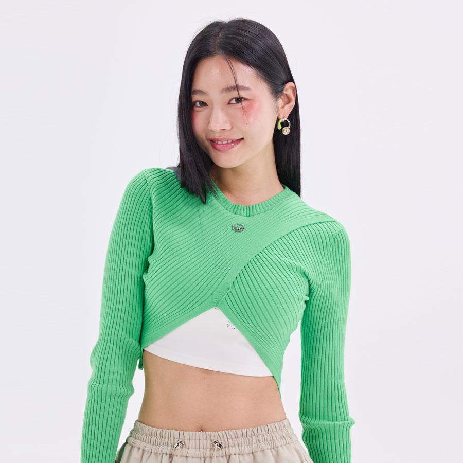 LALAFOX Knit V Cut Cpopped T-Shirt Bn4Kl001