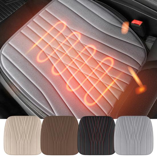 12/24V Car Heated Seat Cushion 17.72"x17.72" Memory Foam Seat Protector Pad with Anti-Slip Bottom