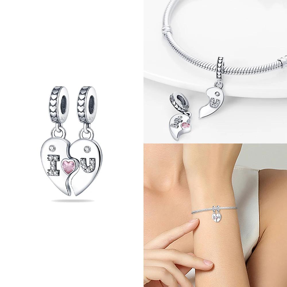 Copper Color Trunk Heart Shape Bow Pink Charms Beads Fitoriginal Bracelets Fine Diy Birthday Women Jewelry Gift