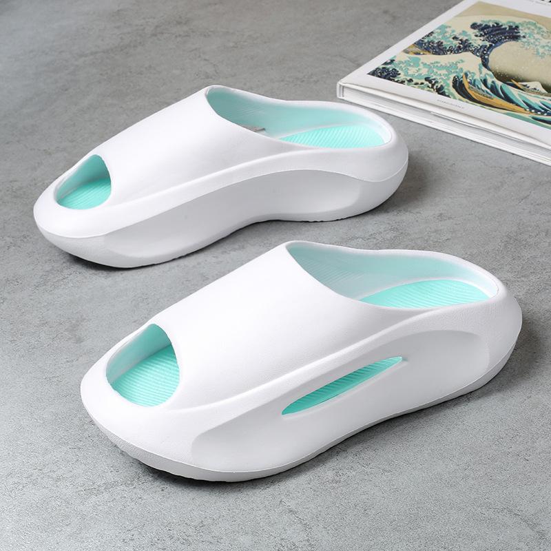 Home Slippers Two-color Thick Bottom Stepping On Shit Feeling Casual Fashion Hospitality One-word Drag Couple Slippers Wearing Beach Slippers