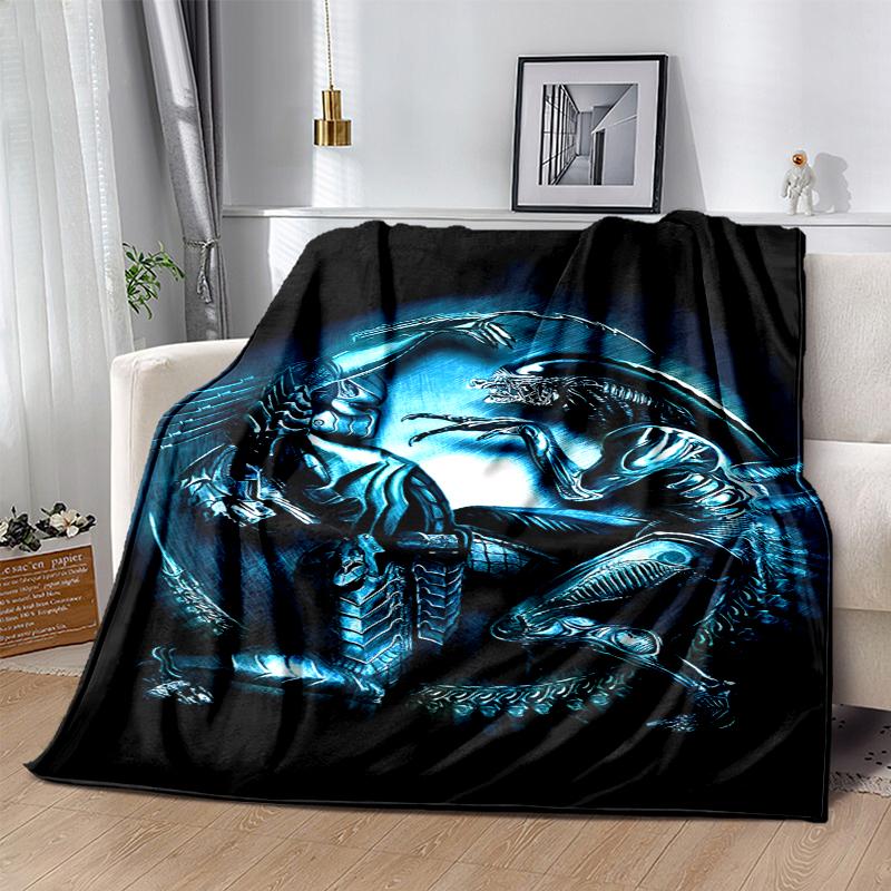 Alien Flannel Blanket Soft Warm All-Season Throw, Design for Camping, Car Travel, Hiking Sofa, Bed, Office Perfect Gift for Parties