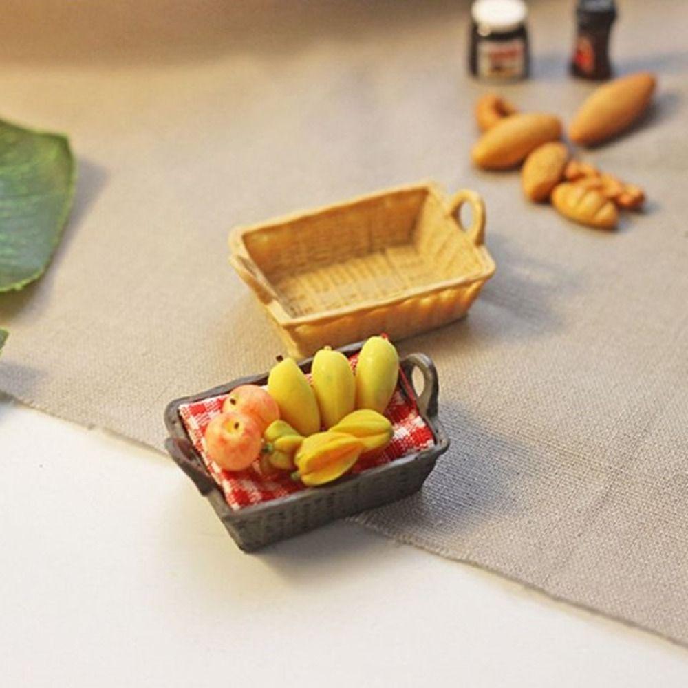 

Аксессуары для кукольного домика Модель корзины для хранения смолы Притворная игра Миниатюрный кукольный домик Корзина для девочек