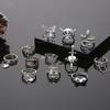 Set of Rings, Exaggerated Skull, Sword, Punk Style, Snake-shaped Butterfly, Animal Combination, 12-piece Set