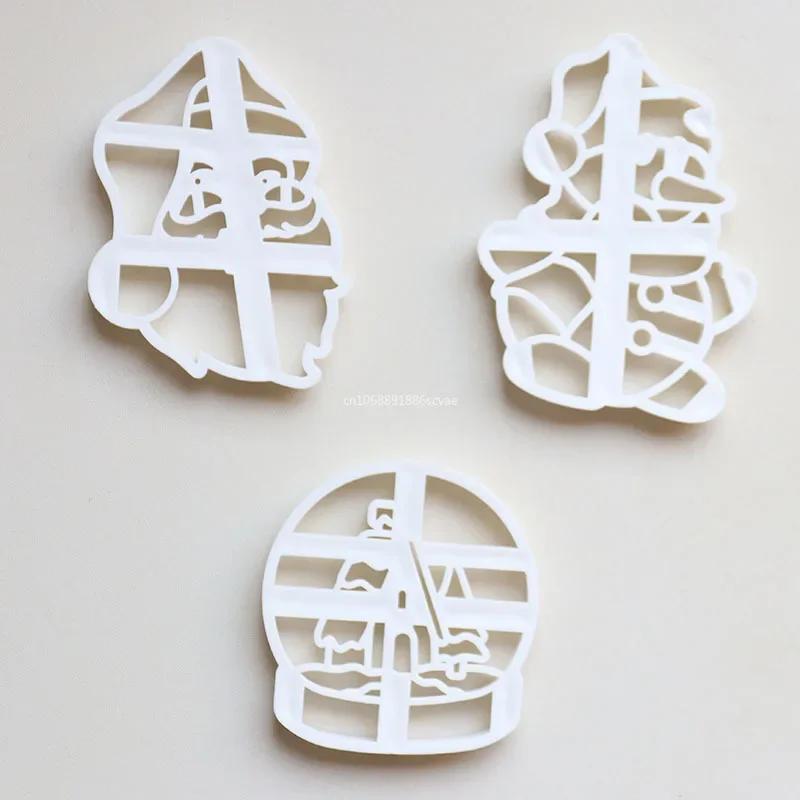 Vykrajovátka Vánoční Perníček Sněhová Vločka Santa Plastová Forma na Sušenky Razítko na Sušenky Vánoční Kuchyně DIY Pečicí Nástroje