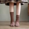 Coffee-colored Dui Dui Socks for Women's Autumn and Winter, Thin Double-needle Striped Long Socks for Women, Breathable Cotton Socks