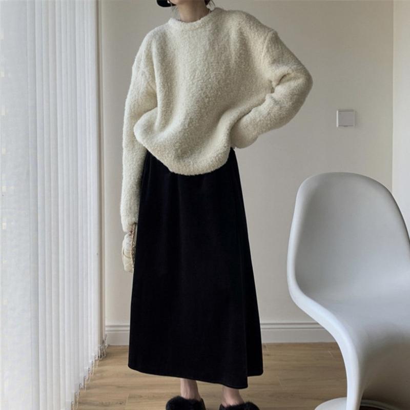 Thickened Sweater Autumn and Winter Solid Color Loose Lazy Wind Tops for Women
