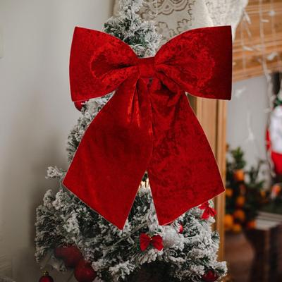 Christmas Velvet Bow Xmas Velvet Ribbon Bow 60cmx50cm Tree Garland for Porch Living Room Party Tree Cafe