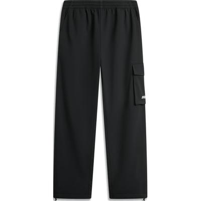Li Ning Badfive Comfortable Casual Simple Loose Lace-Up Versatile Fleece Sports Long Pants Men Bottoms Black AYKU509-1