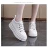 Inner Height Increasing White Shoes for Women, Comfortable and Versatile, Thick Sole, Casual Leather Surface, Sponge Cake, Small Board Shoes for Women