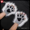 Harajuku Women Girls Plush Animal Claw Gloves Half Finger Wolf Cat'S Paw Gloves Halloween Lolita Cosplay Anime Set Accessories