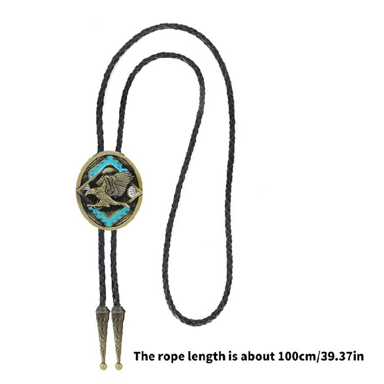 Elegant Bolo Tie with Enamel Eagle Pendant Adjustable Leather Cord Necktie Necklace for Artist and Business Professional