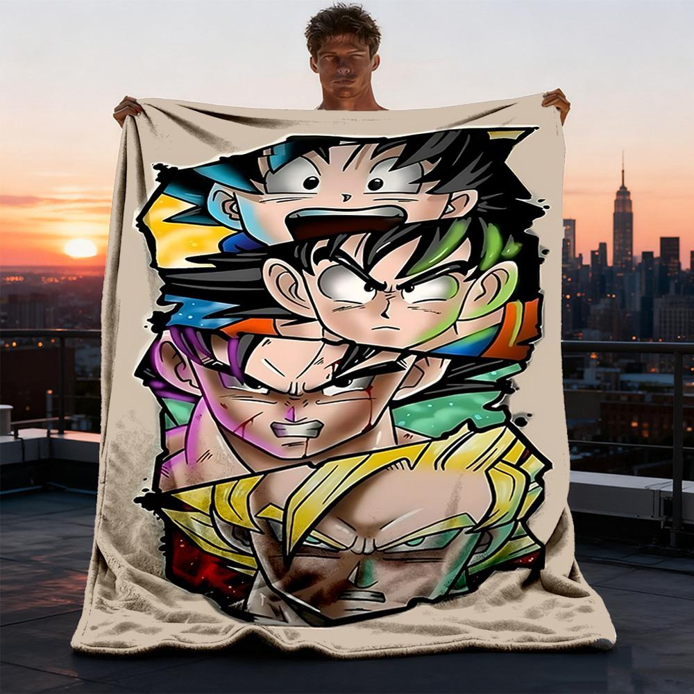 1pc Dragon Ball Z Outdoor Flannel Blanket Gift For Boys Girls Adults, Family Friends