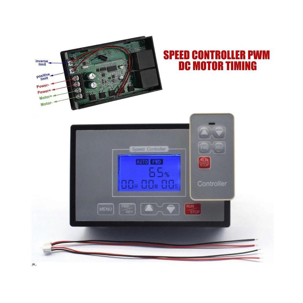 60A PWM Gleichstrommotor Drehzahlregler mit LCD-Anzeige und Fernbedienung Einstellbare Geschwindigkeit, Zeitsteuerung und Umkehrbetrieb js