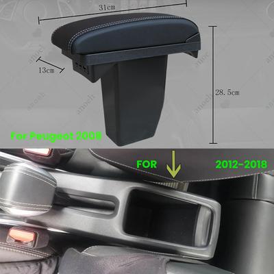 Pour Peugeot 2008 Accoudoir boîte 2012-2018 Boîte de rangement de voiture avec chargement USB Pièces de rénovation automatique Détails intérieurs Accessoires de voiture
